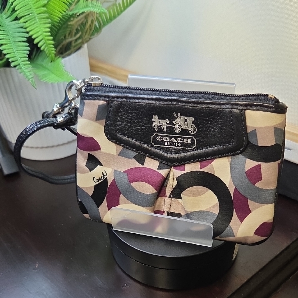 Coach Black and Purple Patterned Wristlet